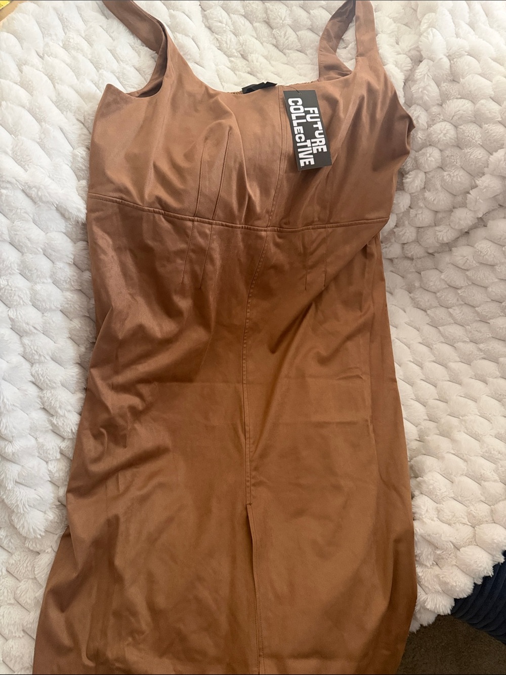 Future Collective Brown Midi Dress with Tank Straps
